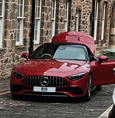 UK Number Plate R 19 on a 2025 RED Mercedes-Benz Amg Sl 43 Touring + Mhev Auto