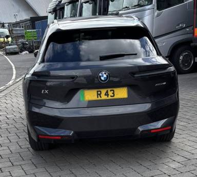 UK Number Plate R 43 on a 2022 Grey BMW Ix Xdrive40 M Sport