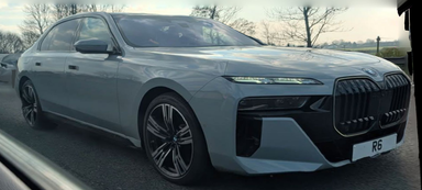 UK Number Plate R 6 on a 2025 Grey BMW 750e Xdrive M Sport Auto