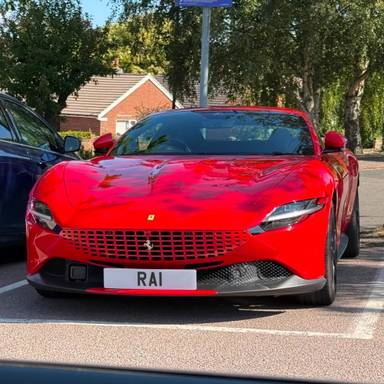 UK Number Plate RA 1 on a 2021 RED Ferrari Roma S-A