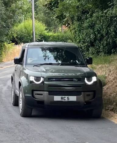 UK Number Plate RC 5 on a 2026 Green Land Rover Defender Hard Top S D Mhev A