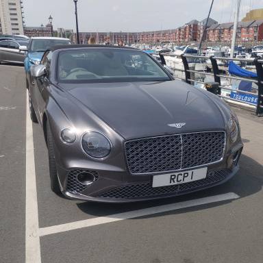 UK Number Plate RCP 1 on a 2022 Grey Bentley Continental Gt V8 Auto