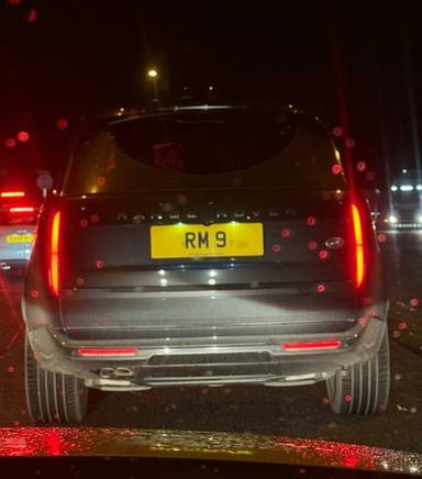 UK Number Plate RM 9 on a Black Land Rover Range Rover Se D Mhev Auto