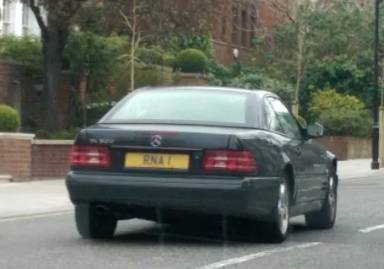 UK Number Plate RNA 1 on a 2000 Black Mercedes SL