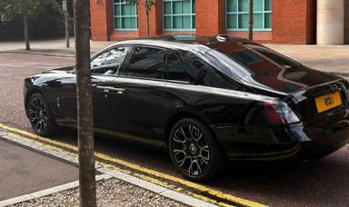 UK Number Plate ROI 1 on a 2024 Black Rolls Royce Ghost V12 Black Badge 4x4 Auto