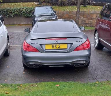 UK Number Plate RX 2 on a 2017 Grey Mercedes-Benz Amg Sl 63 Auto