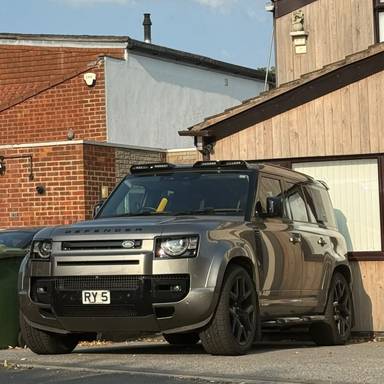 UK Number Plate RY 5 on a 2021 Silver Land Rover Defender Xs Edition Mhev Auto