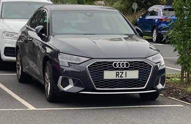 UK Number Plate RZ 1 on a 2021 Grey Audi A3 Sport 30 Tfsi