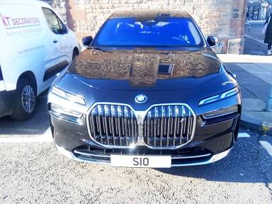 UK Number Plate S 10 on a 2025 Black BMW I7 Edrive50 Excellence