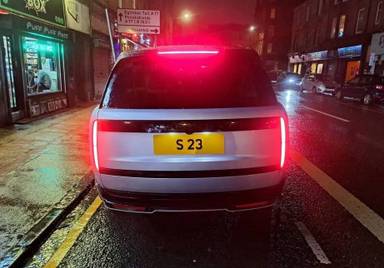 UK Number Plate S 23 on a 2025 Silver Land Rover