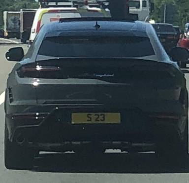 UK Number Plate S 23 on a 2026 Grey Lamborghini Urus Se Phev Auto