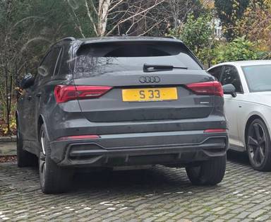 UK Number Plate S 33 on a 2019 Black Audi Q3