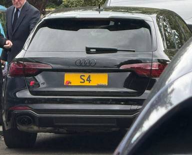 UK Number Plate S 4 on a 2025 Black Audi Rs 4 25 Years Ed Tfsi Quat A