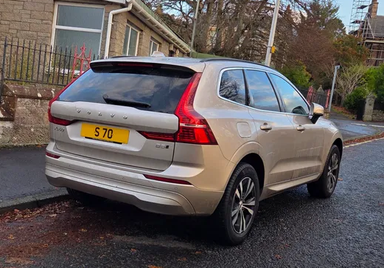UK Number Plate S 70 on a 2024 Gold Volvo