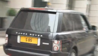 UK Number Plate S 85 on a 2010 Black Land Rover Range Rover
