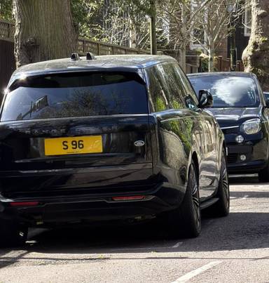 UK Number Plate S 96 on a 2022 Black Land Rover Range Rover Hse D Mhev Auto