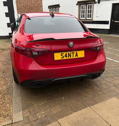 UK Number Plate S4 NTA on a 2018 RED Alfa Romeo Giulia