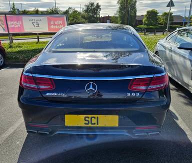UK Number Plate SC 1 on a 2017 Blue Mercedes-Benz S-Class