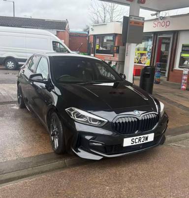 UK Number Plate SCR 3W on a 2024 Black BMW 118