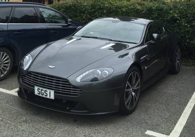 UK Number Plate SGS 1 on a 2013 Silver Aston Martin Vantage