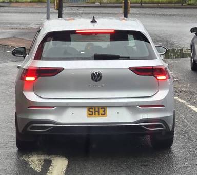 UK Number Plate SH 3 on a 2022 Silver Volkswagen Golf Style Tsi
