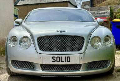 UK Number Plate SOL 1D on a 2006 Silver Bentley Continental
