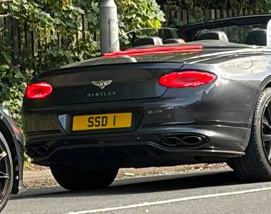 UK Number Plate SSD 1 on a 2020 Grey Bentley Continental Gt V8 Auto