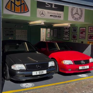 UK Number Plate SSX 1 on a 1995 RED Mercedes SL
