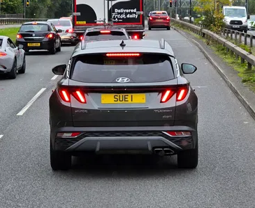 UK Number Plate SUE 1 on a 2022 Grey Hyundai Tucson Ultimate Tgdi Phev 4x4a