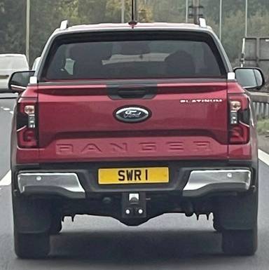 UK Number Plate SWR 1 on a 2024 RED Ford Ranger Platinum Ecoblue 4x4 A