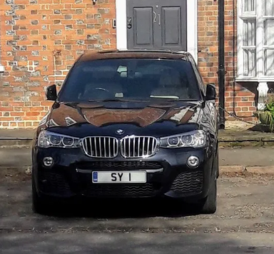 UK Number Plate SY 1 on a 2016 Black BMW X4