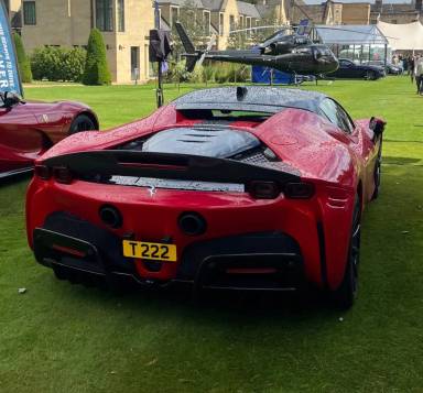 UK Number Plate T 222 on a 2024 RED Ferrari Sf90 Assetto Fiorano S-A