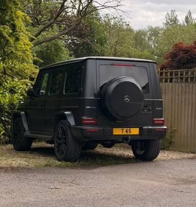 UK Number Plate T 45 on a 2019 Black Mercedes-Benz G