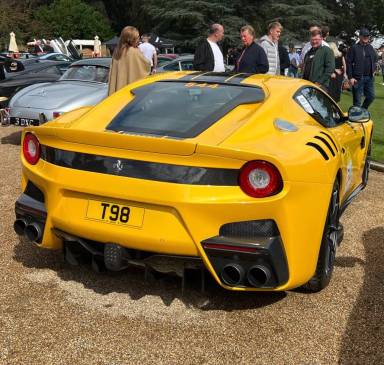 UK Number Plate T 98 on a 2016 Yellow Ferrari F12berlinetta