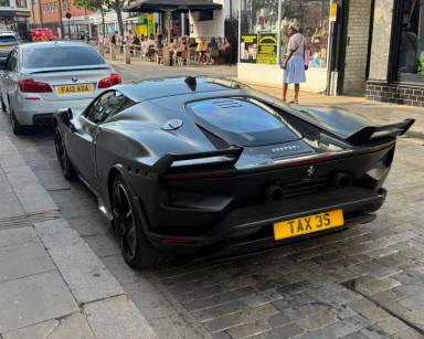 UK Number Plate TAX 3S on a 2026 Black Ferrari 849 Testarossa Asst Fiorano Sa