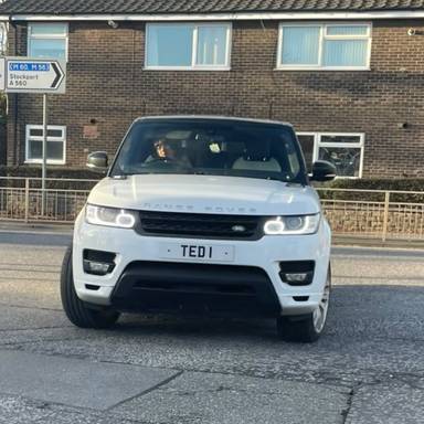 UK Number Plate TED 1 on a 2015 White Land Rover Range Rover Sport