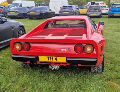UK Number Plate TH 4 on a 1986 RED Ferrari 288