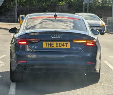 UK Number Plate THE 604T on a 2019 Blue Audi A5