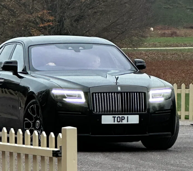 UK Number Plate TOP 1 on a 2022 Black Rolls Royce Ghost V12 Black Badge 4x4 Auto