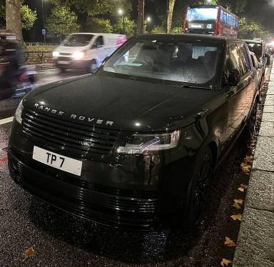 UK Number Plate TP 7 on a 2023 Black Land Rover Range Rover Sv Phev Auto