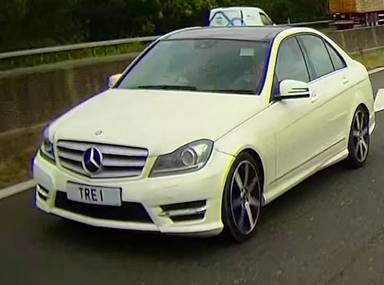UK Number Plate TRE 1 on a 2012 White Mercedes-Benz C