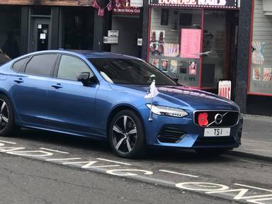 UK Number Plate TS 1 on a 2019 Blue Volvo S90 R-Design + T8 Phev Awd A