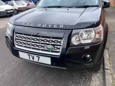 UK Number Plate TV 7 on a 2008 Black Land Rover Freelander