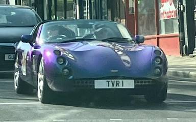 UK Number Plate TVR 1 on a 2001 Multi-Colour TVR Tuscan