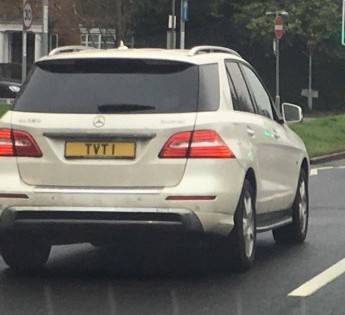 UK Number Plate TVT 1 on a 2012 White Mercedes-Benz ML