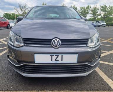 UK Number Plate TZ 1 on a 2016 Grey Volkswagen Polo