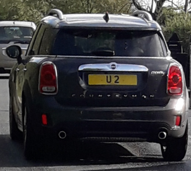 UK Number Plate U 2 on a 2019 Grey Mini Countryman
