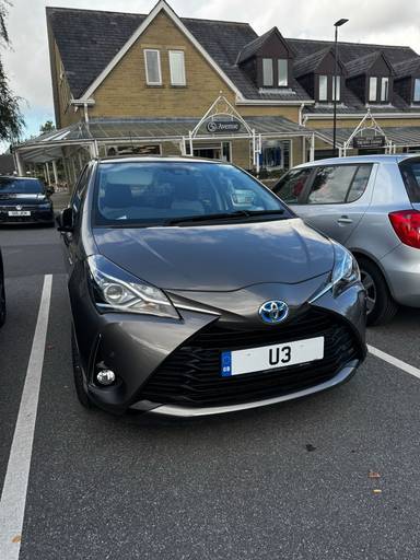 UK Number Plate U 3 on a 2018 Bronze Toyota Yaris