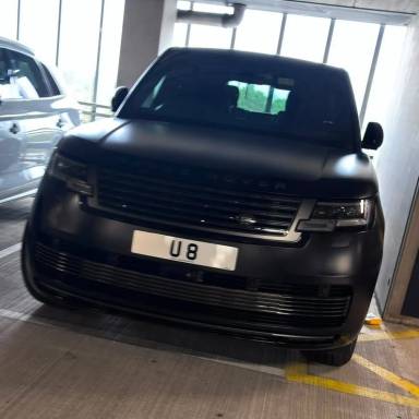 UK Number Plate U 8 on a 2024 Black Land Rover Range Rover Sv Mhev Auto
