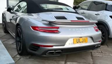 UK Number Plate ULJ 1 on a 2017 Silver Porsche 911